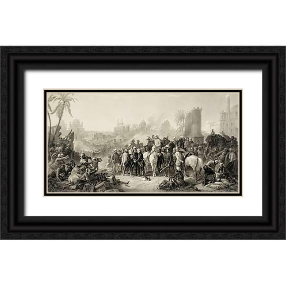 Lewis, C.G. 14x9 Black Ornate Wood Framed with Double Matting Museum Art Print Titled - The Triumphant Meeting of Havelock