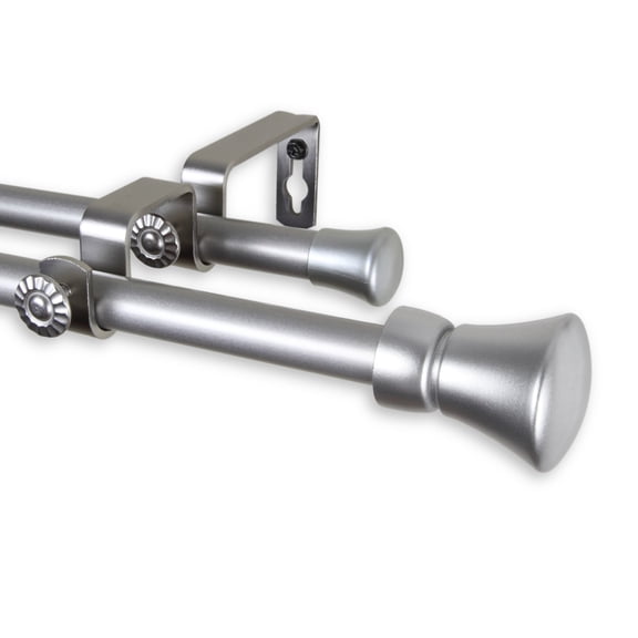Lewis Double Curtain Rod 5/8 inch dia. 84-120 Inch - Satin Nickel