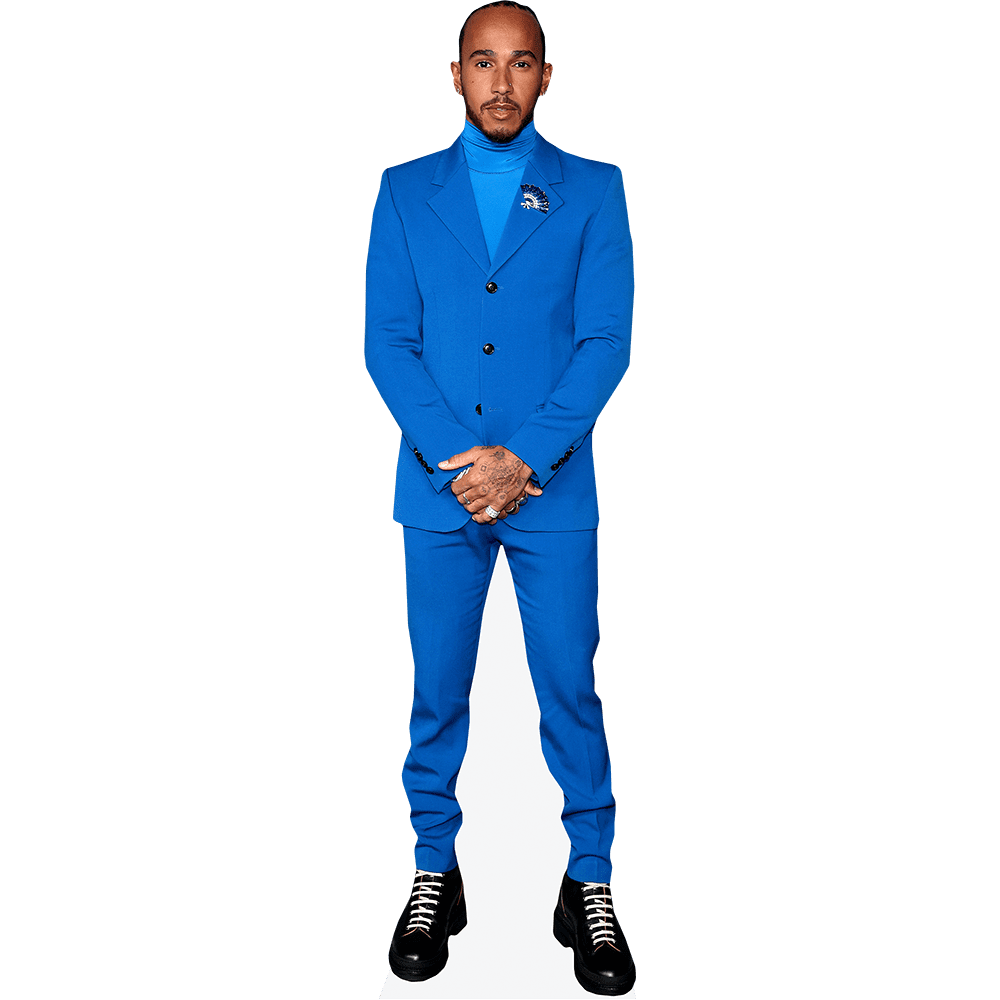 Lewis Hamilton (Blue Suit) Mini Cardboard Cutout Standee