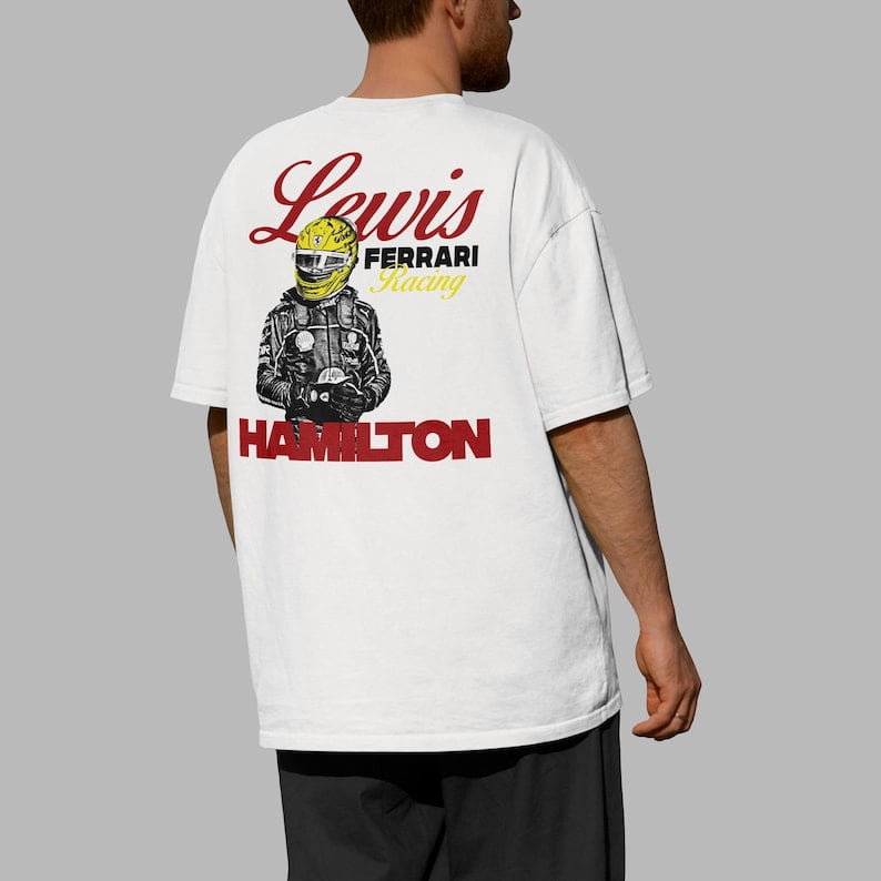 T-shirt Graphique Lewis Hamilton F1 Fan Art - 100% Coton, Unisexe, Marque Ohyphens