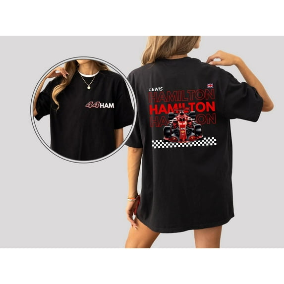Lewis Hamilton LH44 Ferrari F1 Tee: Unisex T-shirt 2 Side For Fan, Formula One 2025 Aesthetic Racing Gift