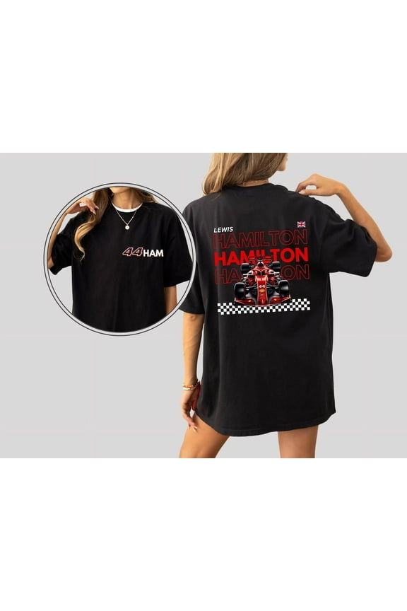 Lewis Hamilton LH44 Ferrari F1 Tee: Unisex T-shirt 2 Side For Fan, Formula One 2025 Aesthetic Racing Gift
