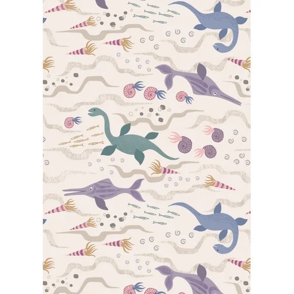 Lewis & Irene A301.1 Jurassic sea creatures on cream Lewis & Irene Patchwork Quilting Dressmaking 100% Cotton Fabric sold by the yard