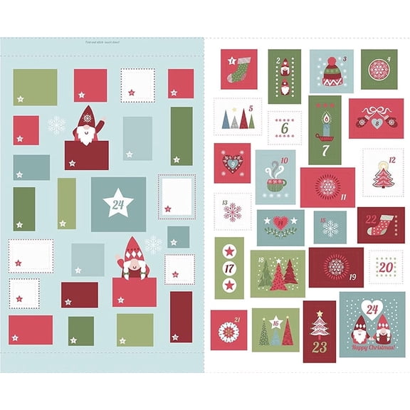 Lewis & Irene Christmas Hygge Advent ICY Blue 34x43" Panel 100% Cotton Fabric sold by the panel
