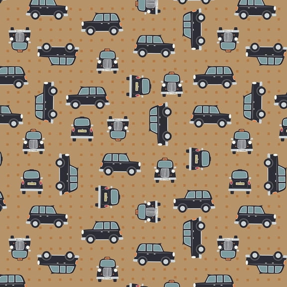 Lewis & Irene City Nights Black on Copper with Copper Metallic Cab 100% Cotton Fabric sold by the yard