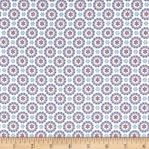 Lewis & Irene E. E. Schenck Hygge Christmas Heart Snowflakes Icy Blue 100% Cotton Fabric sold by the yard