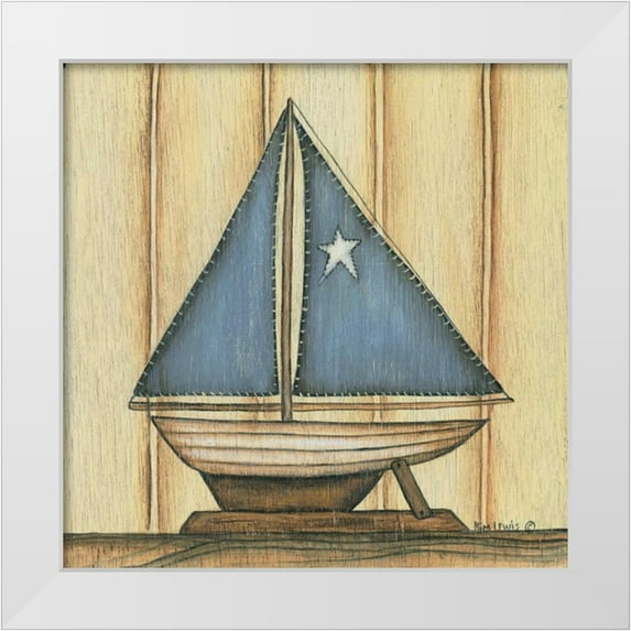 Lewis, Kim 15x15 White Modern Wood Framed Museum Art Print Titled - Sailboat with Star