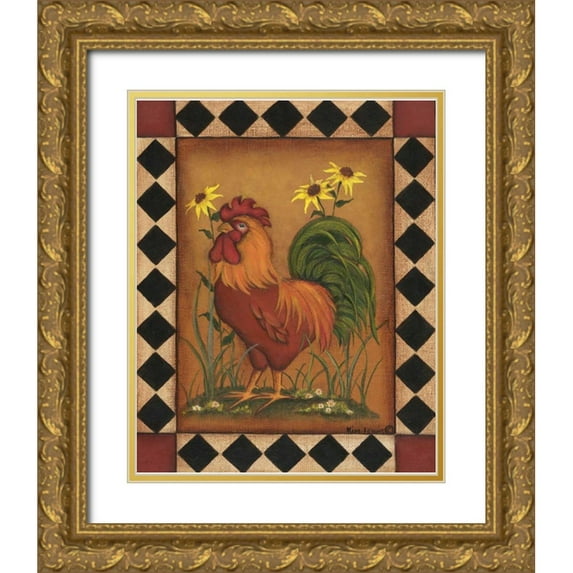Lewis, Kim 15x18 Gold Ornate Wood Framed with Double Matting Museum Art Print Titled - Red Rooster I