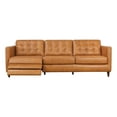 thumbnail image 1 of Lewis Modern Living Room Cognac Tan Leather Power Left-Facing Incliner Couch, 1 of 6