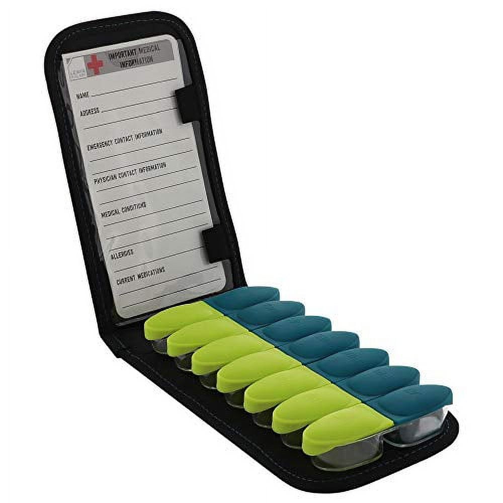 Lewis N. Clark Magnetic Folding Pill Organizer Supplement Case for OTC Medicine, Prescription Vitamins - 14 Slots, Gray/Black (B779)