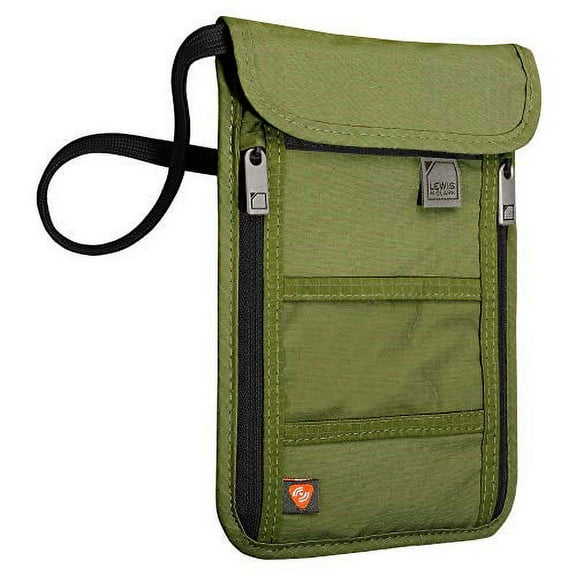 Lewis N. Clark Men's RFID Blocking Stash Wallet, Travel Neck Pouch Passport Holder for Women & Men, Olive, One Size