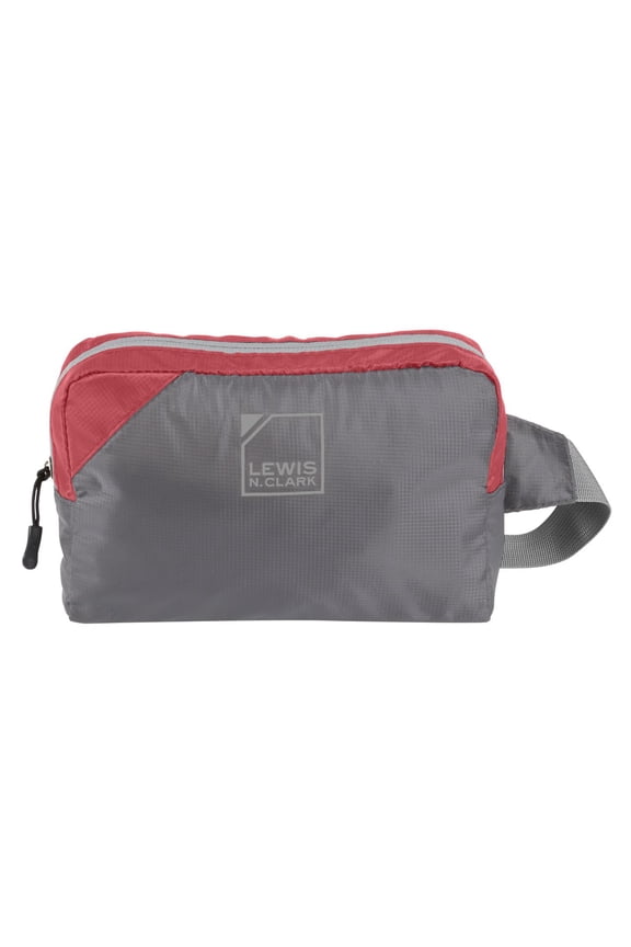 Packable Slashpack Zip Pouch, Gray Red