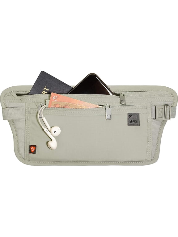 Lewis N. Clark Travel Money Belt Pouch, Slim RFID Blocking Anti Theft Waist Stash Pouches for Cash, Cards and Passport Holder