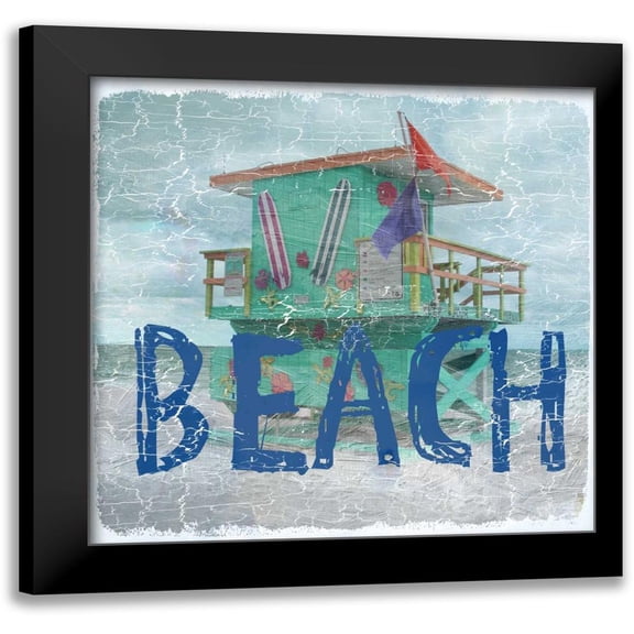 Lewis, Sheldon 12x12 Black Modern Framed Museum Art Print Titled - Beach Florida