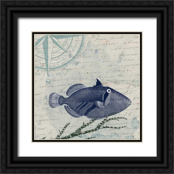 Lewis, Sheldon 12x12 Black Ornate Wood Framed with Double Matting Museum Art Print Titled - Calm Blue Ocean