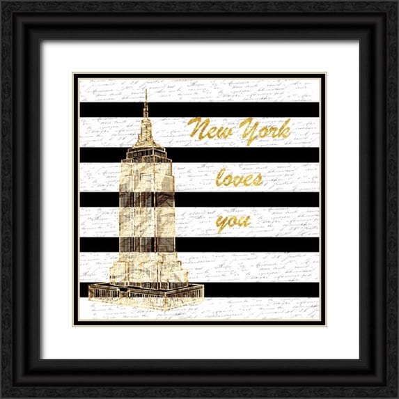 Lewis, Sheldon 12x12 Black Ornate Wood Framed with Double Matting Museum Art Print Titled - Golden New York Romance