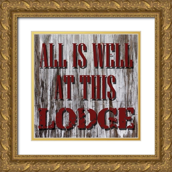 Lewis, Sheldon 12x12 Gold Ornate Wood Framed with Double Matting Museum Art Print Titled - At This Lodge