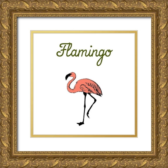 Lewis, Sheldon 12x12 Gold Ornate Wood Framed with Double Matting Museum Art Print Titled - Flamingo