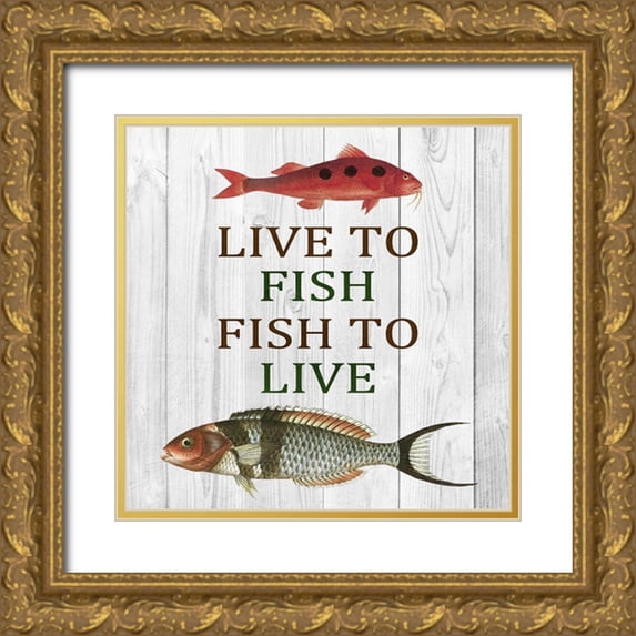 Lewis, Sheldon 12x12 Gold Ornate Wood Framed with Double Matting Museum Art Print Titled - Live To Fish