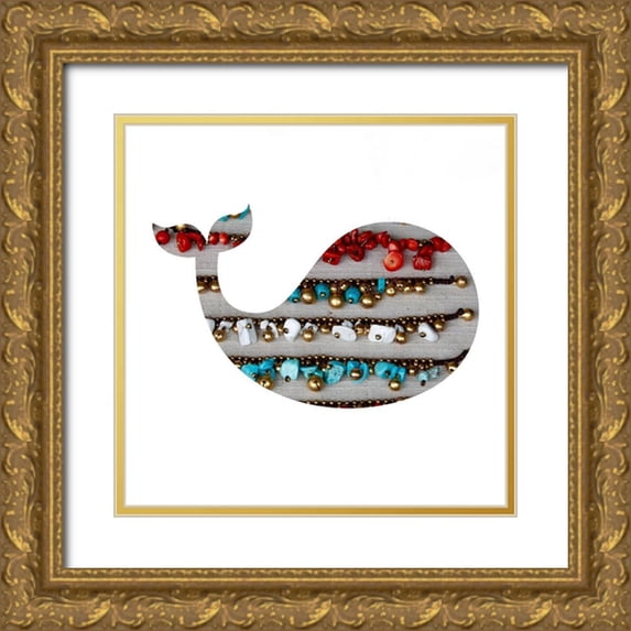Lewis, Sheldon 12x12 Gold Ornate Wood Framed with Double Matting Museum Art Print Titled - Swimming Colors