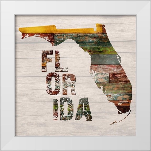 Lewis, Sheldon 12x12 White Modern Wood Framed Museum Art Print Titled - Florida Map
