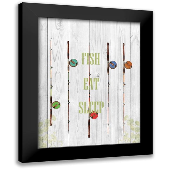 Lewis, Sheldon 12x14 Black Modern Framed Museum Art Print Titled - Fish Eat Sleep