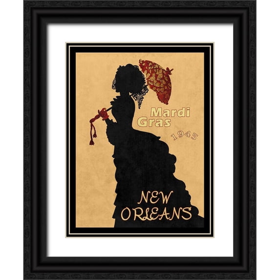 Lewis, Sheldon 12x14 Black Ornate Wood Framed with Double Matting Museum Art Print Titled - 1945 Mardi Gras