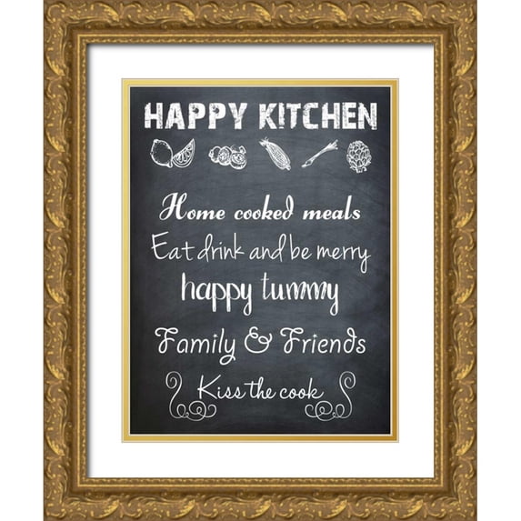 Lewis, Sheldon 12x14 Gold Ornate Wood Framed with Double Matting Museum Art Print Titled - Happy Kitchen