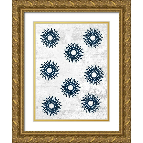 Lewis, Sheldon 12x14 Gold Ornate Wood Framed with Double Matting Museum Art Print Titled - Indigo Sky 2
