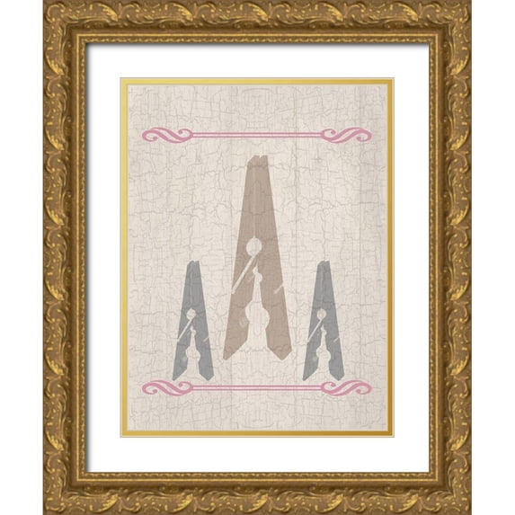 Lewis, Sheldon 12x14 Gold Ornate Wood Framed with Double Matting Museum Art Print Titled - Laundry Pins 2