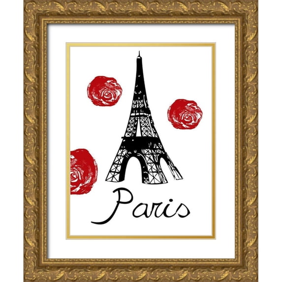 Lewis, Sheldon 12x14 Gold Ornate Wood Framed with Double Matting Museum Art Print Titled - Red Paris