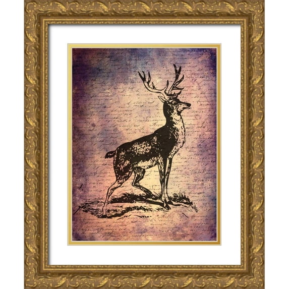 Lewis, Sheldon 12x14 Gold Ornate Wood Framed with Double Matting Museum Art Print Titled - Vintage Cabin