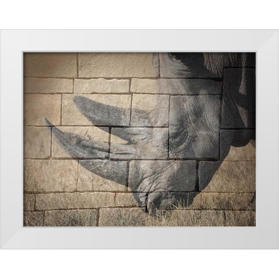 Lewis, Sheldon 14x12 White Modern Wood Framed Museum Art Print Titled - Stone Wall Rhino