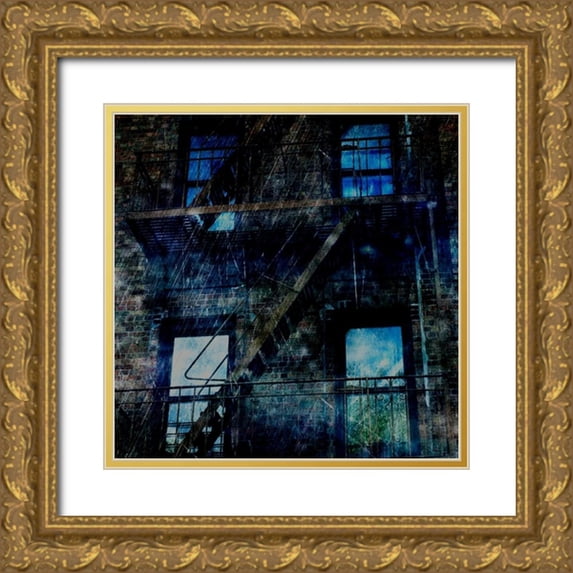Lewis, Sheldon 15x15 Gold Ornate Wood Framed with Double Matting Museum Art Print Titled - Brooklyn Blues
