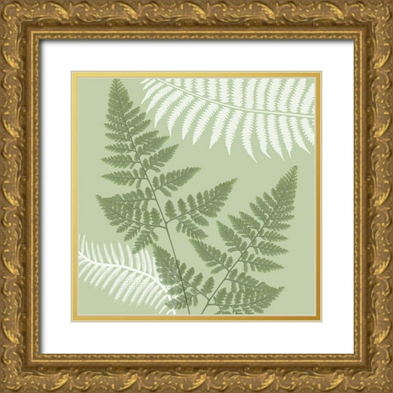 Lewis, Sheldon 15x15 Gold Ornate Wood Framed with Double Matting Museum Art Print Titled - Green Jungle 4