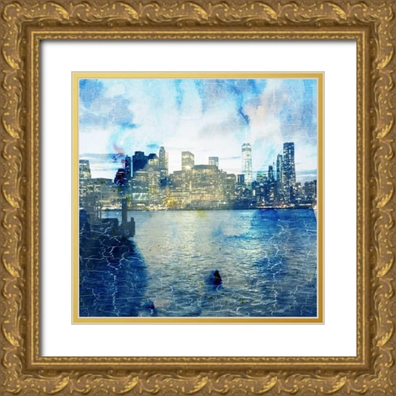 Lewis, Sheldon 15x15 Gold Ornate Wood Framed with Double Matting Museum Art Print Titled - My Magical New York