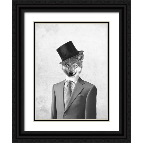 Lewis, Sheldon 15x18 Black Ornate Wood Framed with Double Matting Museum Art Print Titled - Alpha Wolf