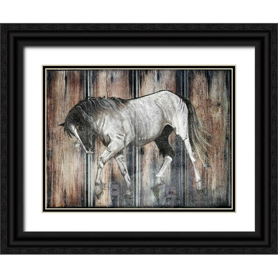 Lewis, Sheldon 18x15 Black Ornate Wood Framed with Double Matting Museum Art Print Titled - Farm Horse