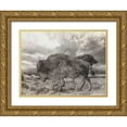 thumbnail image 1 of Lewis, Sheldon 18x15 Gold Ornate Wood Framed with Double Matting Museum Art Print Titled - Bison 2, 1 of 4