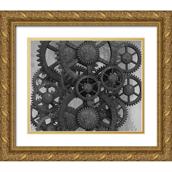 Lewis, Sheldon 18x15 Gold Ornate Wood Framed with Double Matting Museum Art Print Titled - Gears In Motion