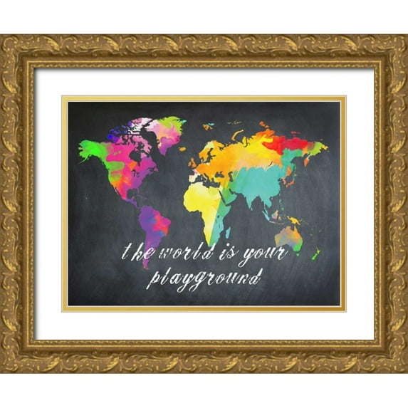 Lewis, Sheldon 18x15 Gold Ornate Wood Framed with Double Matting Museum Art Print Titled - The World is Yours