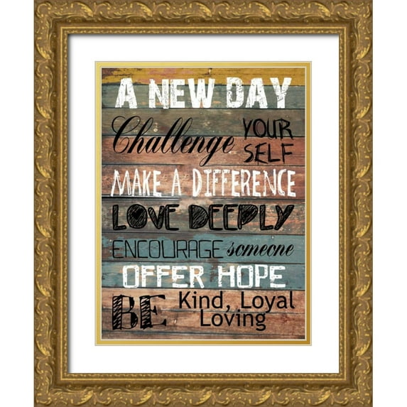 Lewis, Sheldon 19x24 Gold Ornate Wood Framed with Double Matting Museum Art Print Titled - Words To Live By