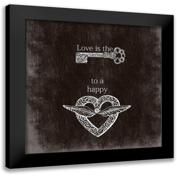 Lewis, Sheldon 20x20 Black Modern Framed Museum Art Print Titled - Heart And Key 1
