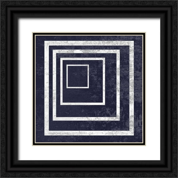 Lewis, Sheldon 20x20 Black Ornate Wood Framed with Double Matting Museum Art Print Titled - Indigo And White Dimension
