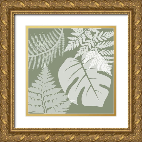 Lewis, Sheldon 20x20 Gold Ornate Wood Framed with Double Matting Museum Art Print Titled - Green Garden 2