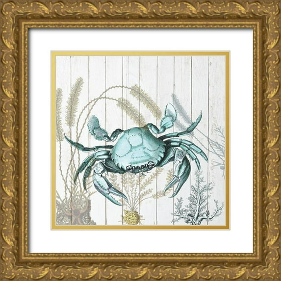 Lewis, Sheldon 20x20 Gold Ornate Wood Framed with Double Matting Museum Art Print Titled - Salt Water Blue