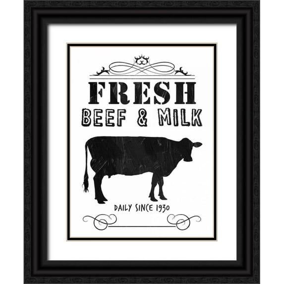 Lewis, Sheldon 25x32 Black Ornate Wood Framed with Double Matting Museum Art Print Titled - Fresh Beef And Milk