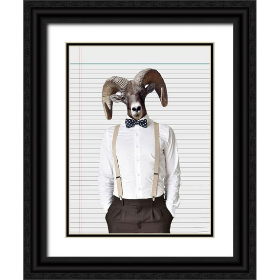 Lewis, Sheldon 25x32 Black Ornate Wood Framed with Double Matting Museum Art Print Titled - Monday Ram