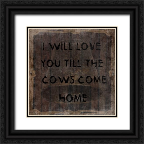 Lewis, Sheldon 26x26 Black Ornate Wood Framed with Double Matting Museum Art Print Titled - Cows Come Home