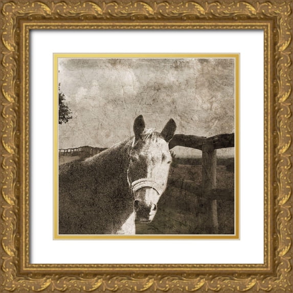 Lewis, Sheldon 26x26 Gold Ornate Wood Framed with Double Matting Museum Art Print Titled - Riding West